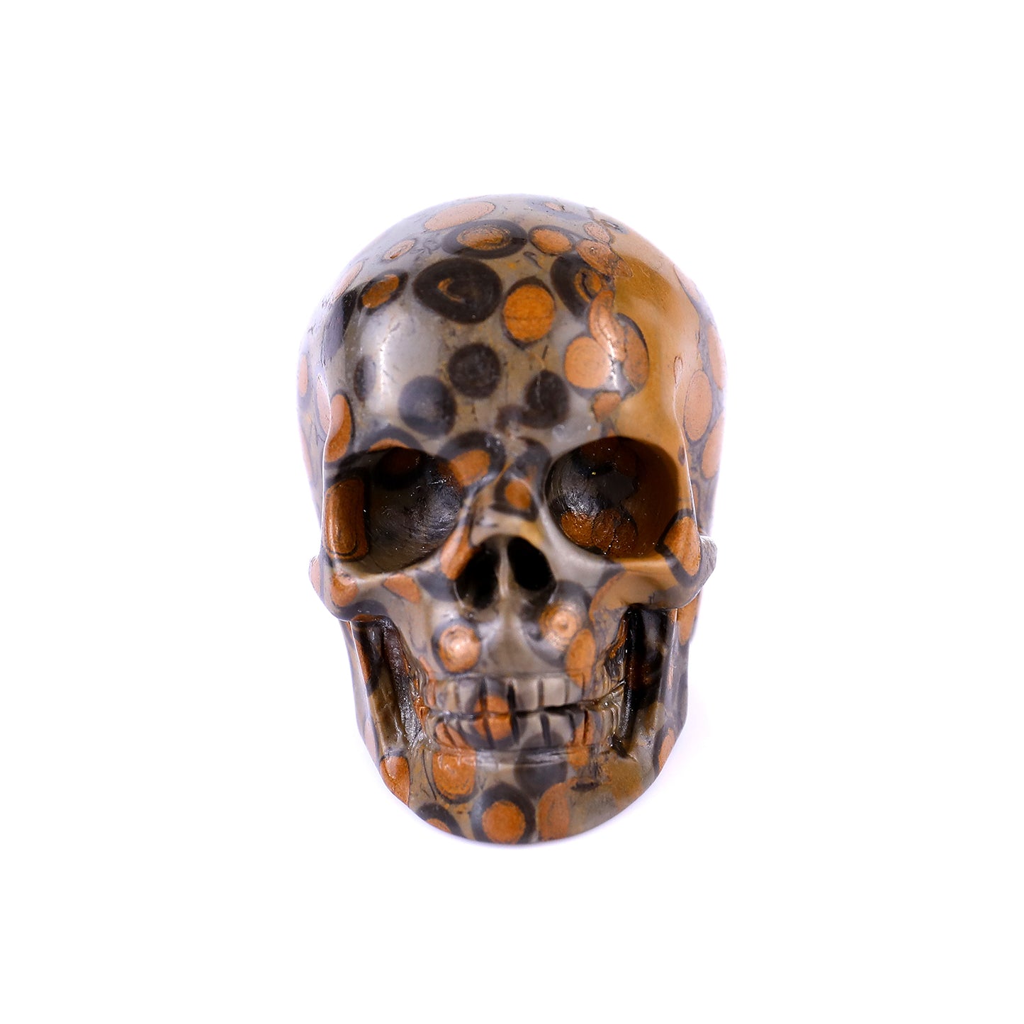 2.2" Leopard Skin Jasper Hand Carved Crystal Realistic Skull Sculpture Crystallumi