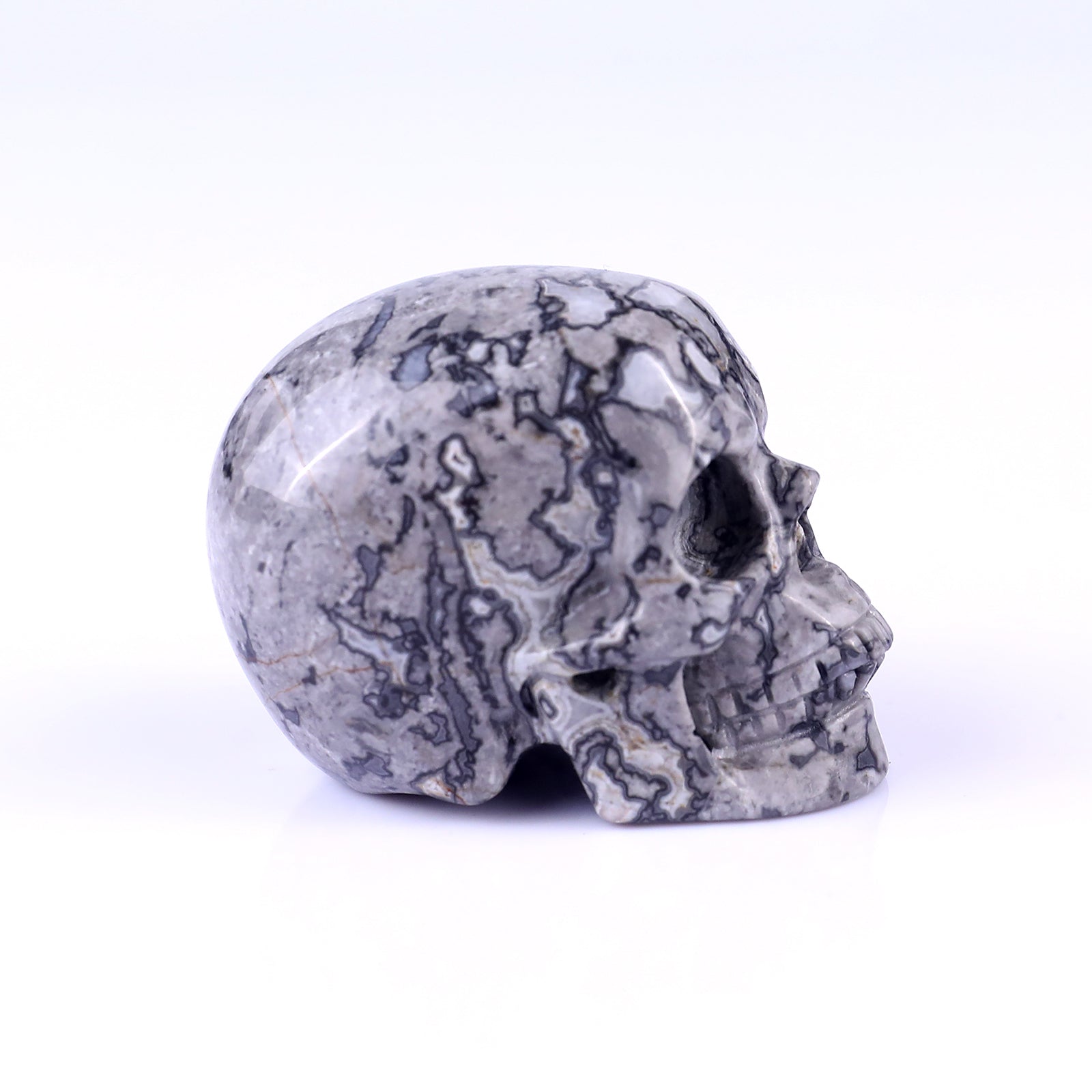 2.2" Map Jasper Hand Carved Crystal Realistic Skull Sculpture Crystallumi