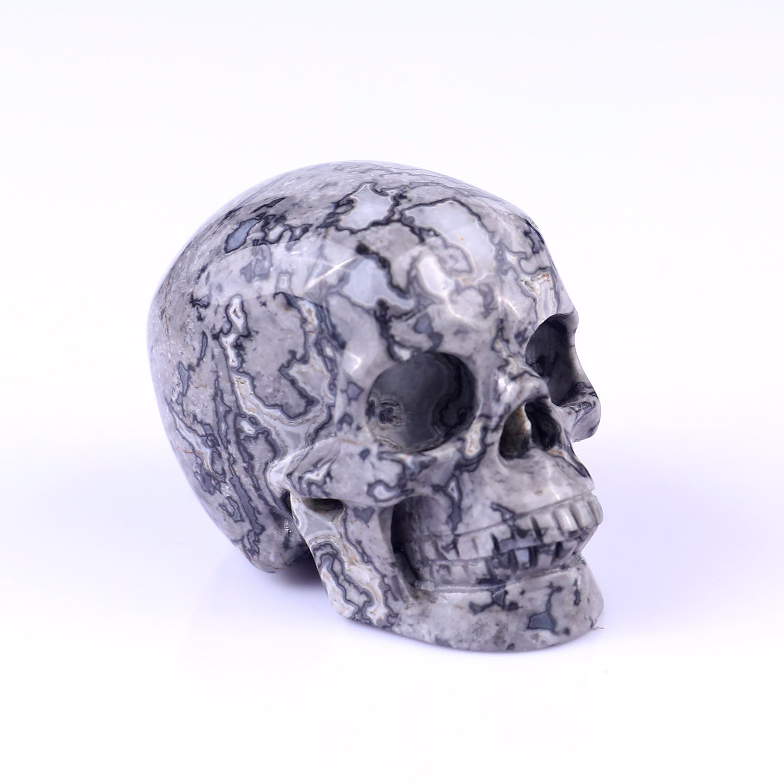 2.2" Map Jasper Hand Carved Crystal Realistic Skull Sculpture Crystallumi