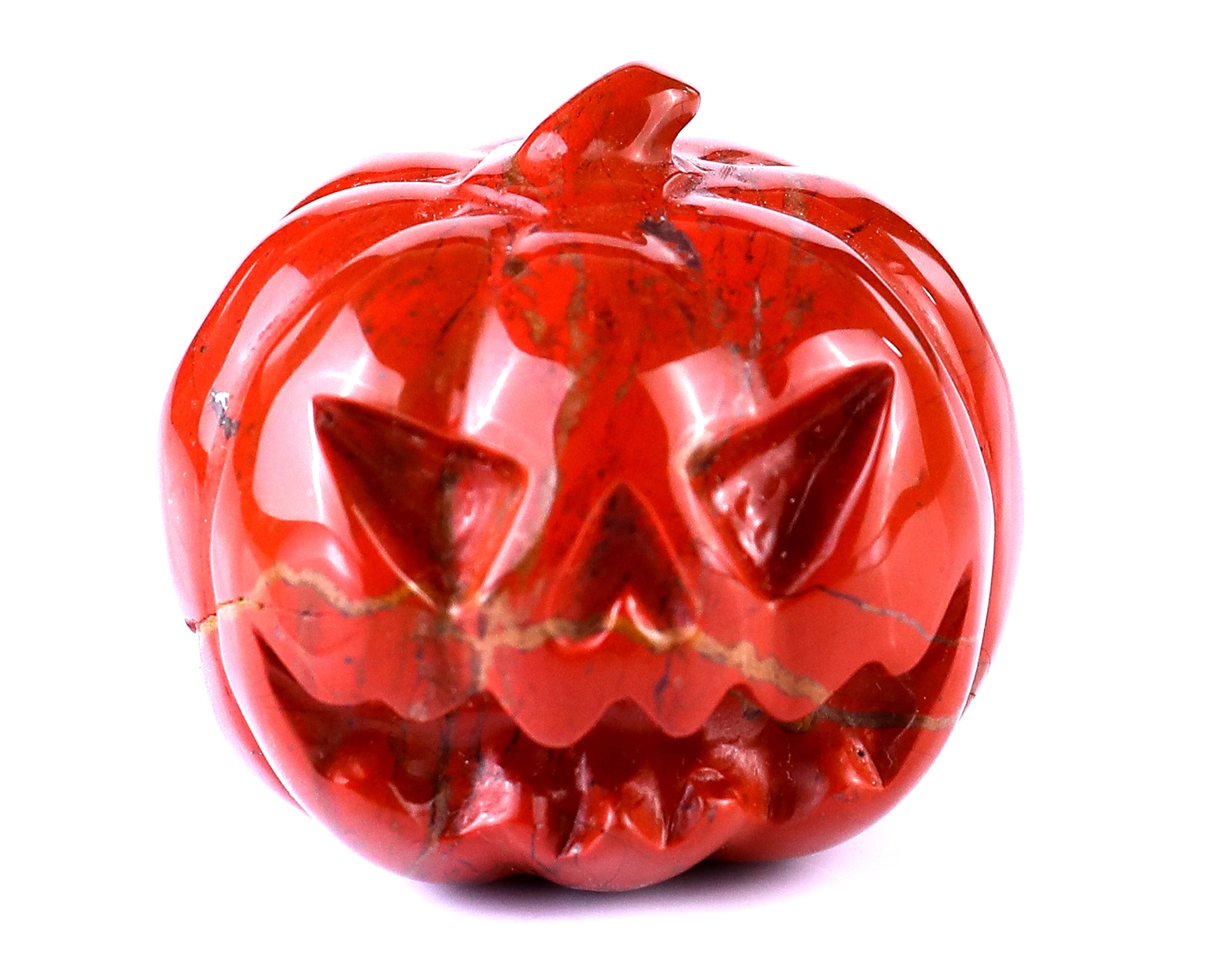 2.2” Natural Red Jasper Hand Carved Crystal Pumpkin Sculpture, Halloween Gift Crystallumi