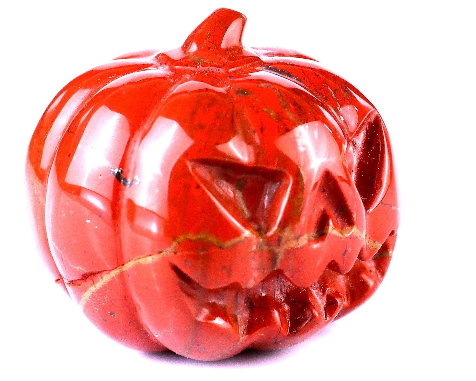 2.2” Natural Red Jasper Hand Carved Crystal Pumpkin Sculpture, Halloween Gift Crystallumi