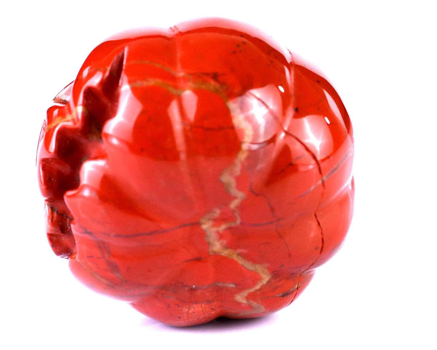 2.2” Natural Red Jasper Hand Carved Crystal Pumpkin Sculpture, Halloween Gift Crystallumi