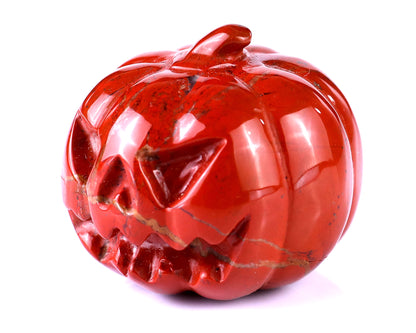 2.2” Natural Red Jasper Hand Carved Crystal Pumpkin Sculpture, Halloween Gift Crystallumi