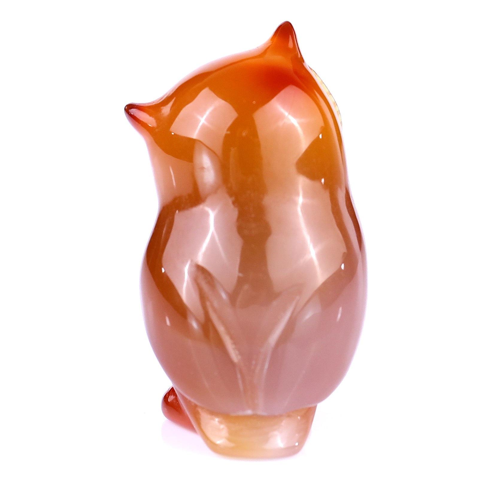 2.2" Red Agate Hand Carved Crystal Owl Sculpture Crystallumi