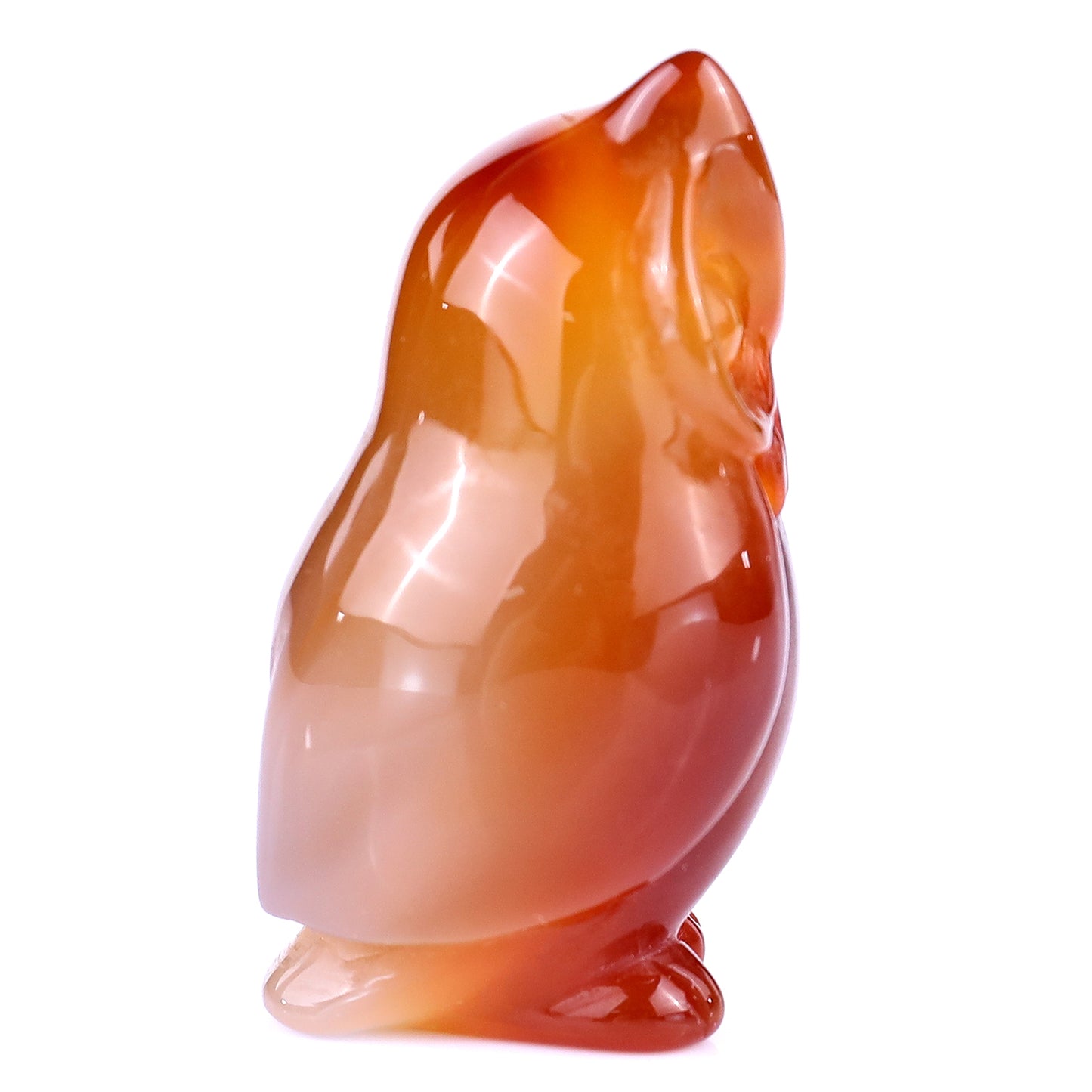 2.2" Red Agate Hand Carved Crystal Owl Sculpture Crystallumi