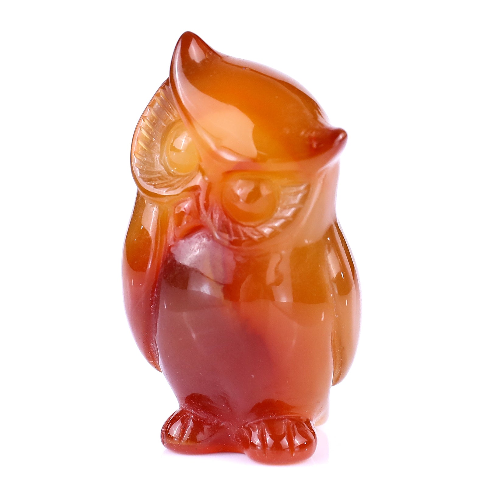 2.2" Red Agate Hand Carved Crystal Owl Sculpture Crystallumi