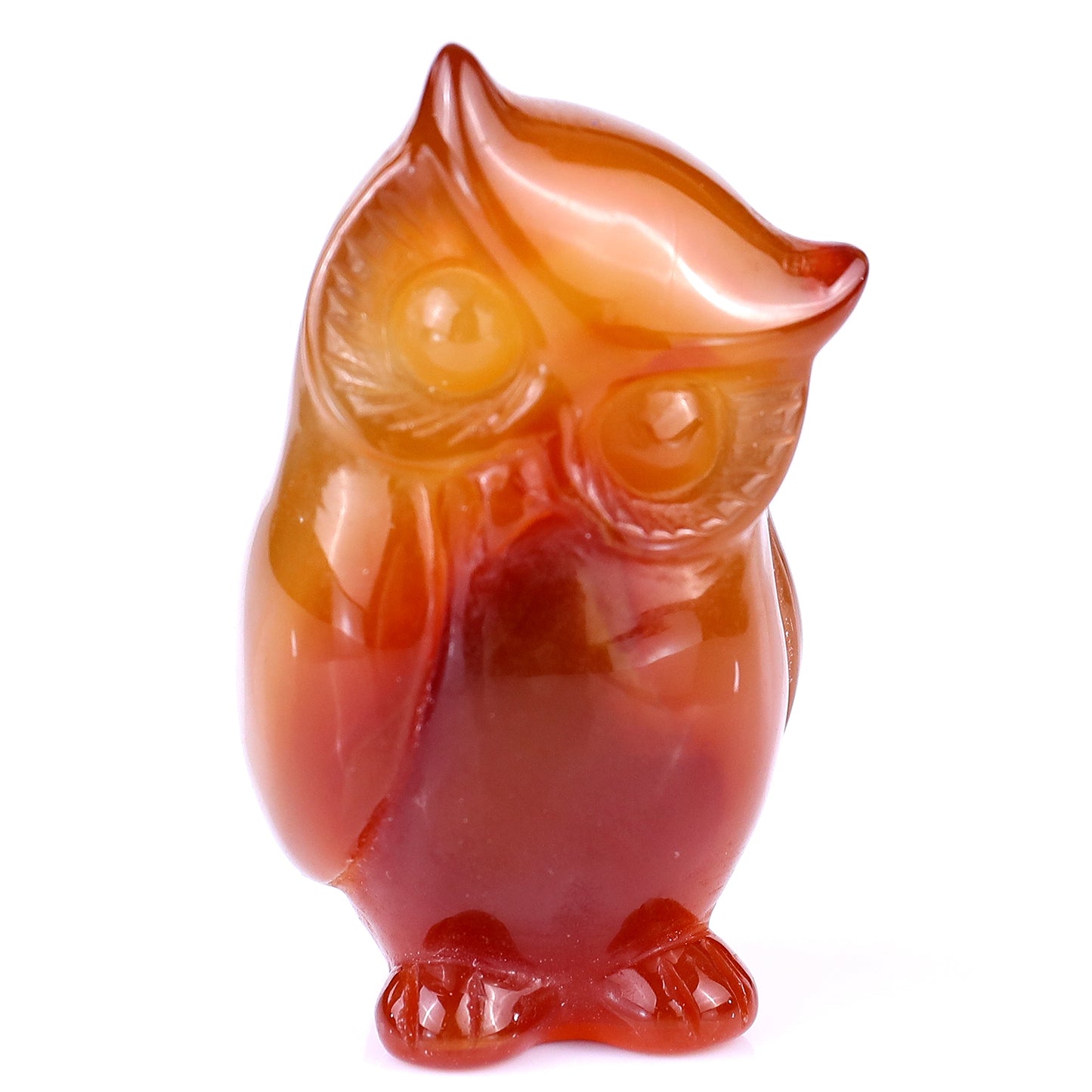 2.2" Red Agate Hand Carved Crystal Owl Sculpture Crystallumi