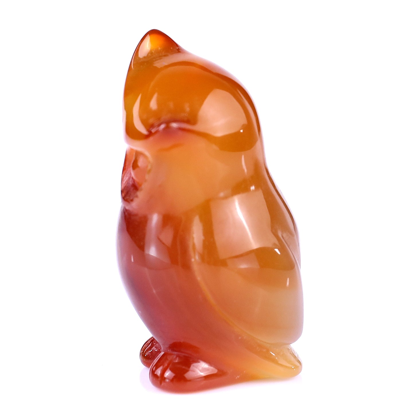 2.2" Red Agate Hand Carved Crystal Owl Sculpture Crystallumi