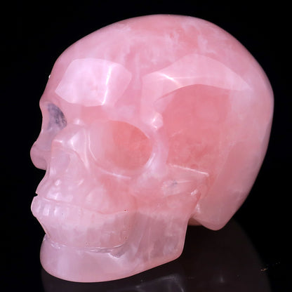 2.2" Rose Quartz Hand Carved Crystal Realistic Skull Sculpture Crystallumi