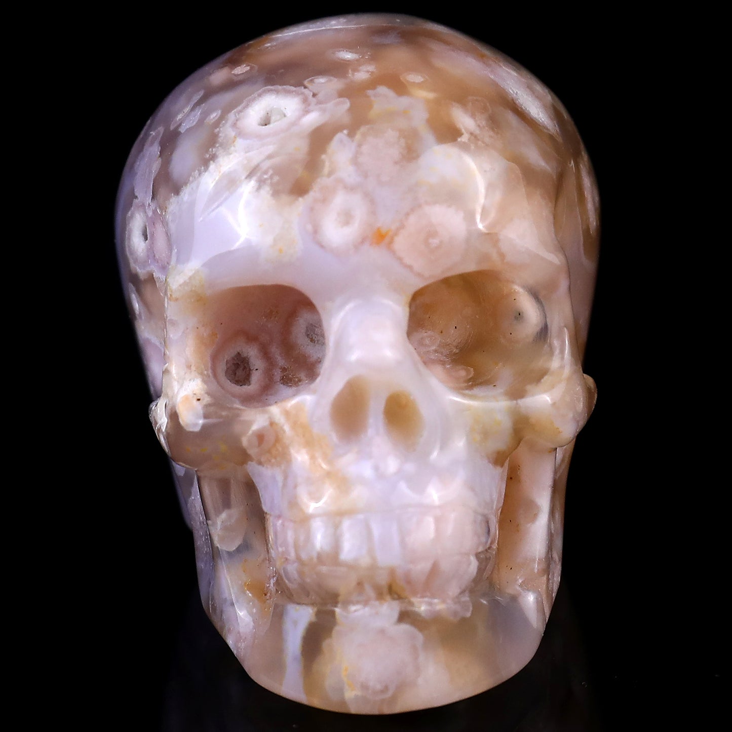 2.2" Sakura Agate Hand Carved Crystal Realistic Skull Sculpture Crystallumi