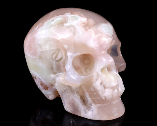 2.2" Sakura Agate Hand Carved Crystal Realistic Skull Sculpture Crystallumi