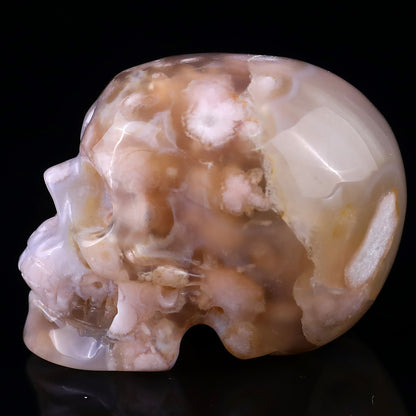 2.2" Sakura Agate Hand Carved Crystal Realistic Skull Sculpture Crystallumi