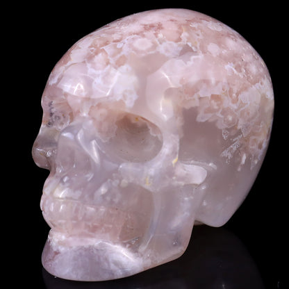 2.2" Sakura AgateHand Carved Crystal Realistic Skull Sculpture Crystallumi