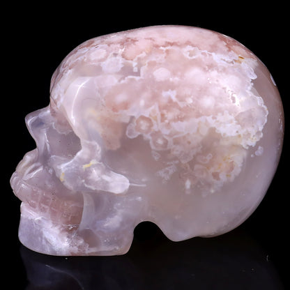 2.2" Sakura AgateHand Carved Crystal Realistic Skull Sculpture Crystallumi