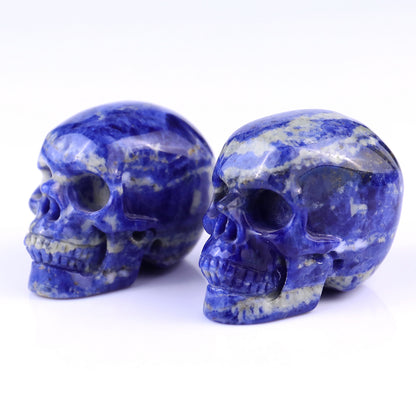 2.2" Sodalite Hand Carved Crystal Realistic Skull Sculpture Crystallumi