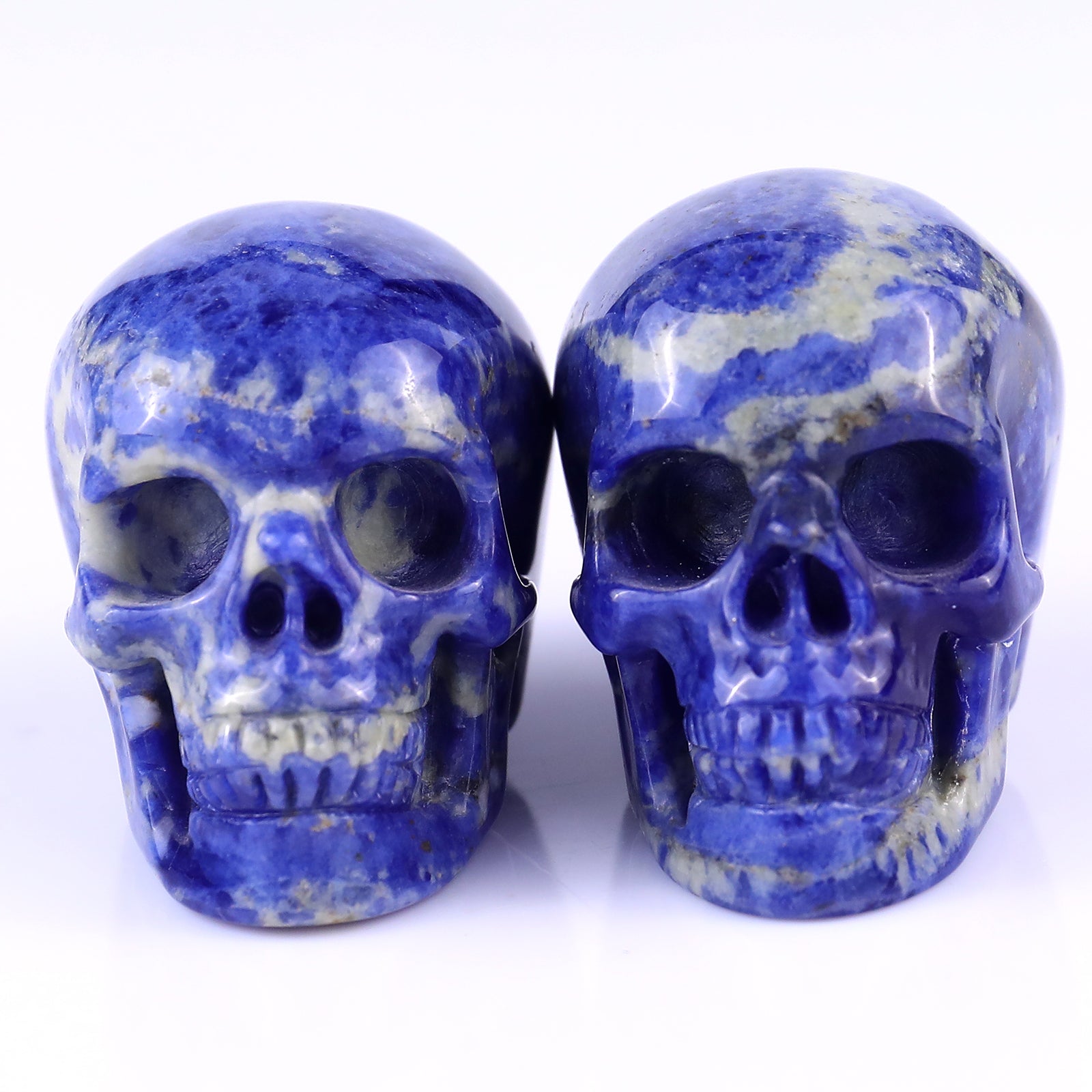 2.2" Sodalite Hand Carved Crystal Realistic Skull Sculpture Crystallumi