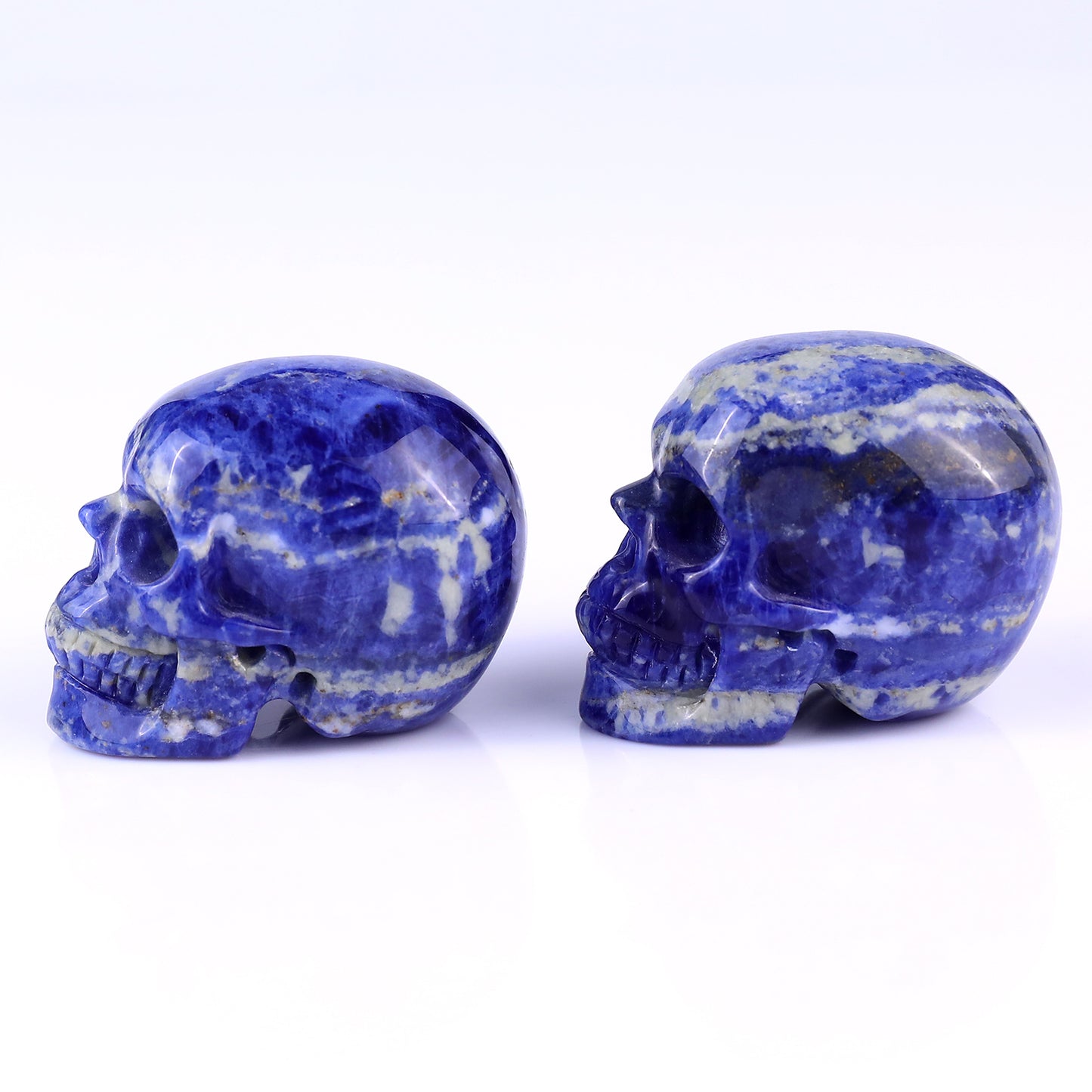 2.2" Sodalite Hand Carved Crystal Realistic Skull Sculpture Crystallumi