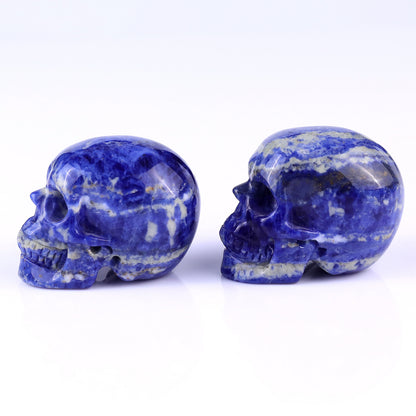 2.2" Sodalite Hand Carved Crystal Realistic Skull Sculpture Crystallumi