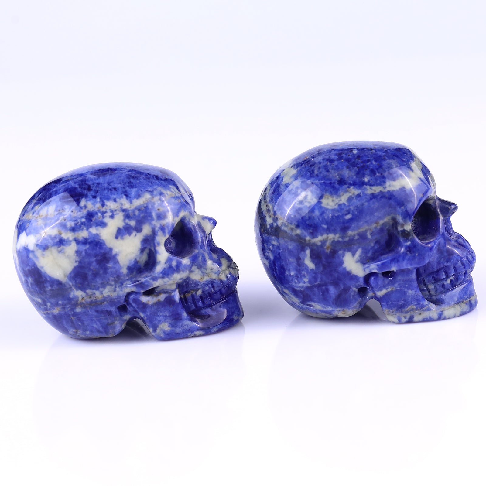 2.2" Sodalite Hand Carved Crystal Realistic Skull Sculpture Crystallumi