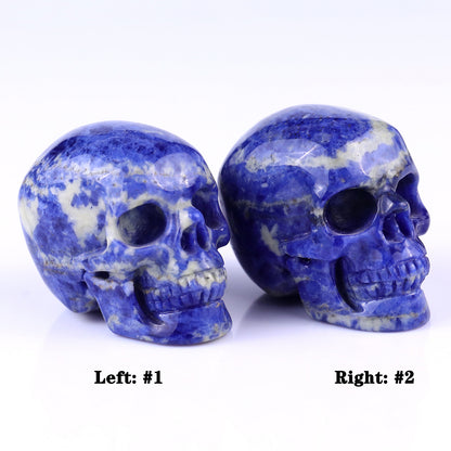 2.2" Sodalite Hand Carved Crystal Realistic Skull Sculpture Crystallumi