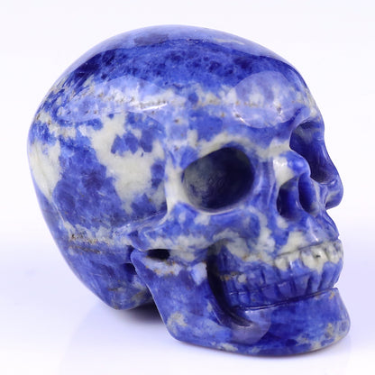 2.2" Sodalite Hand Carved Crystal Realistic Skull Sculpture Crystallumi