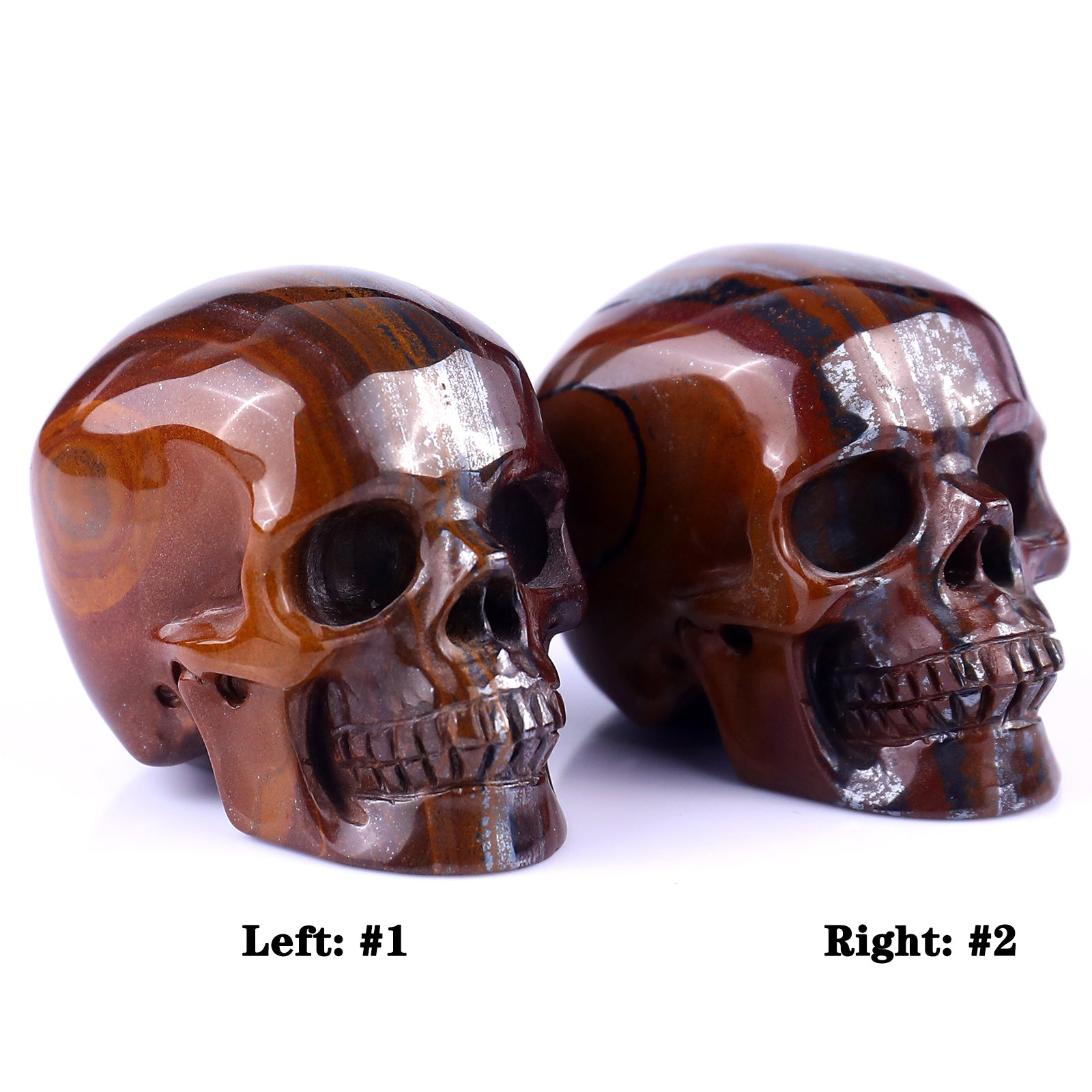 2.2" Tiger Iron Eye Hand Carved Crystal Realistic Skull Sculpture Crystallumi