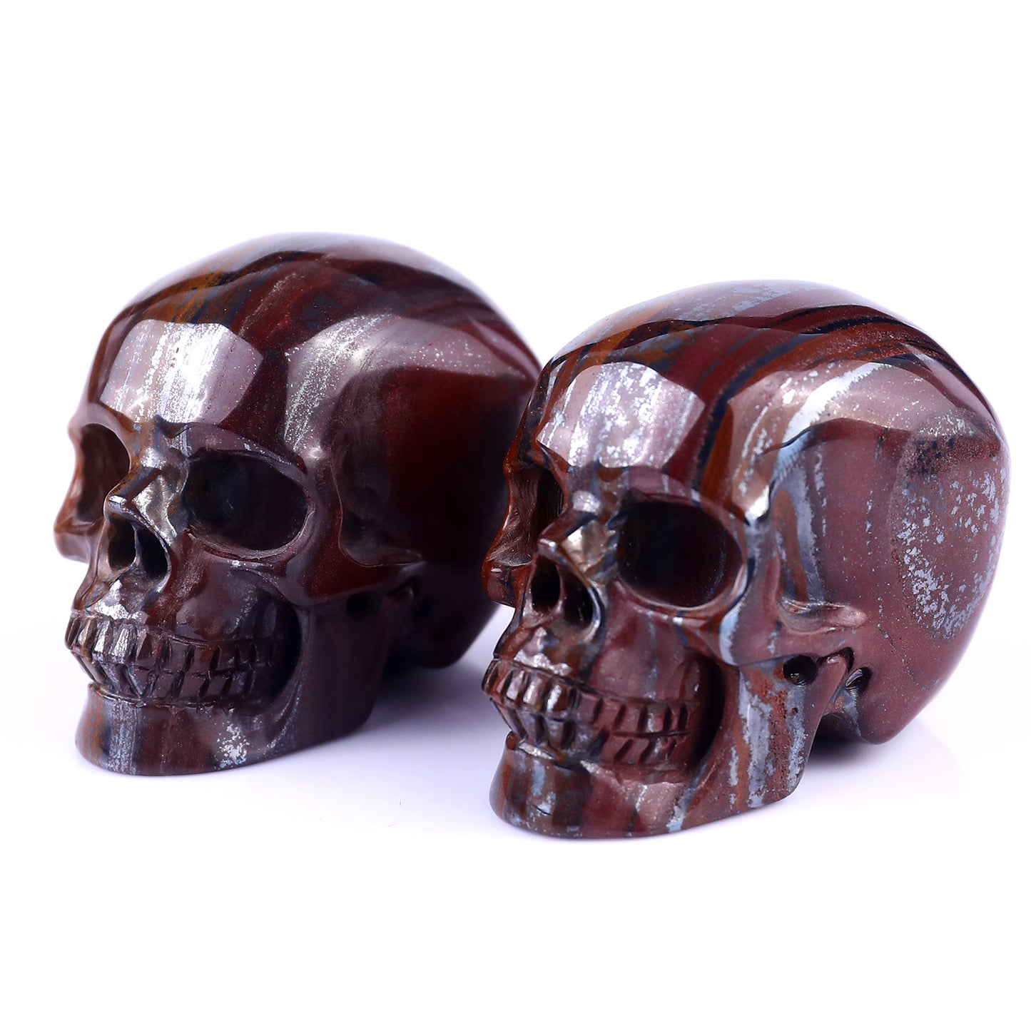 2.2" Tiger Iron Eye Hand Carved Crystal Realistic Skull Sculpture Crystallumi