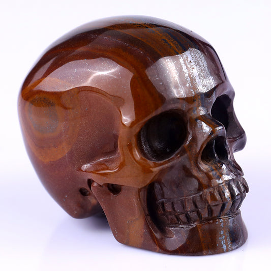 2.2" Tiger Iron Eye Hand Carved Crystal Realistic Skull Sculpture Crystallumi