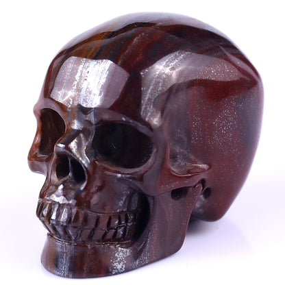 2.2" Tiger Iron Eye Hand Carved Crystal Realistic Skull Sculpture Crystallumi