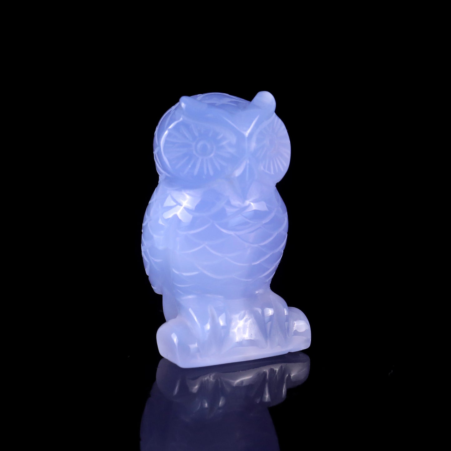 2.3" Blue Chalcedony Hand Carved Crystal Owl Sculpture Crystallumi