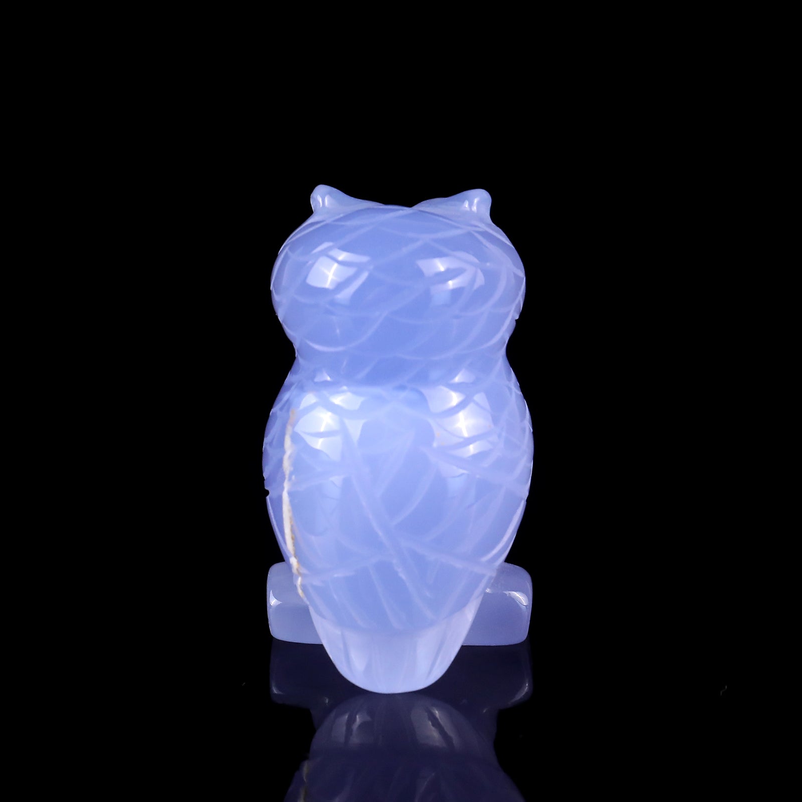 2.3" Blue Chalcedony Hand Carved Crystal Owl Sculpture Crystallumi