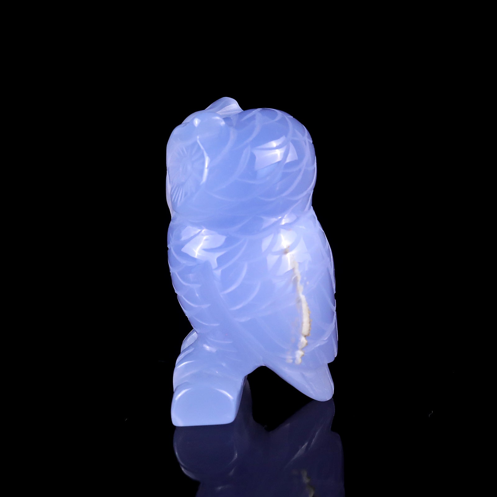 2.3" Blue Chalcedony Hand Carved Crystal Owl Sculpture Crystallumi