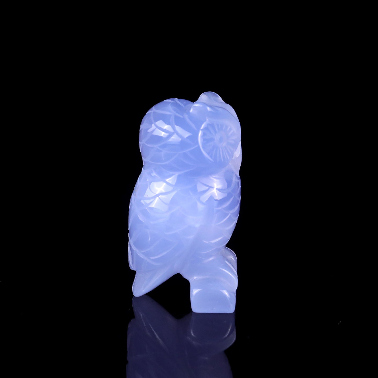 2.3" Blue Chalcedony Hand Carved Crystal Owl Sculpture Crystallumi