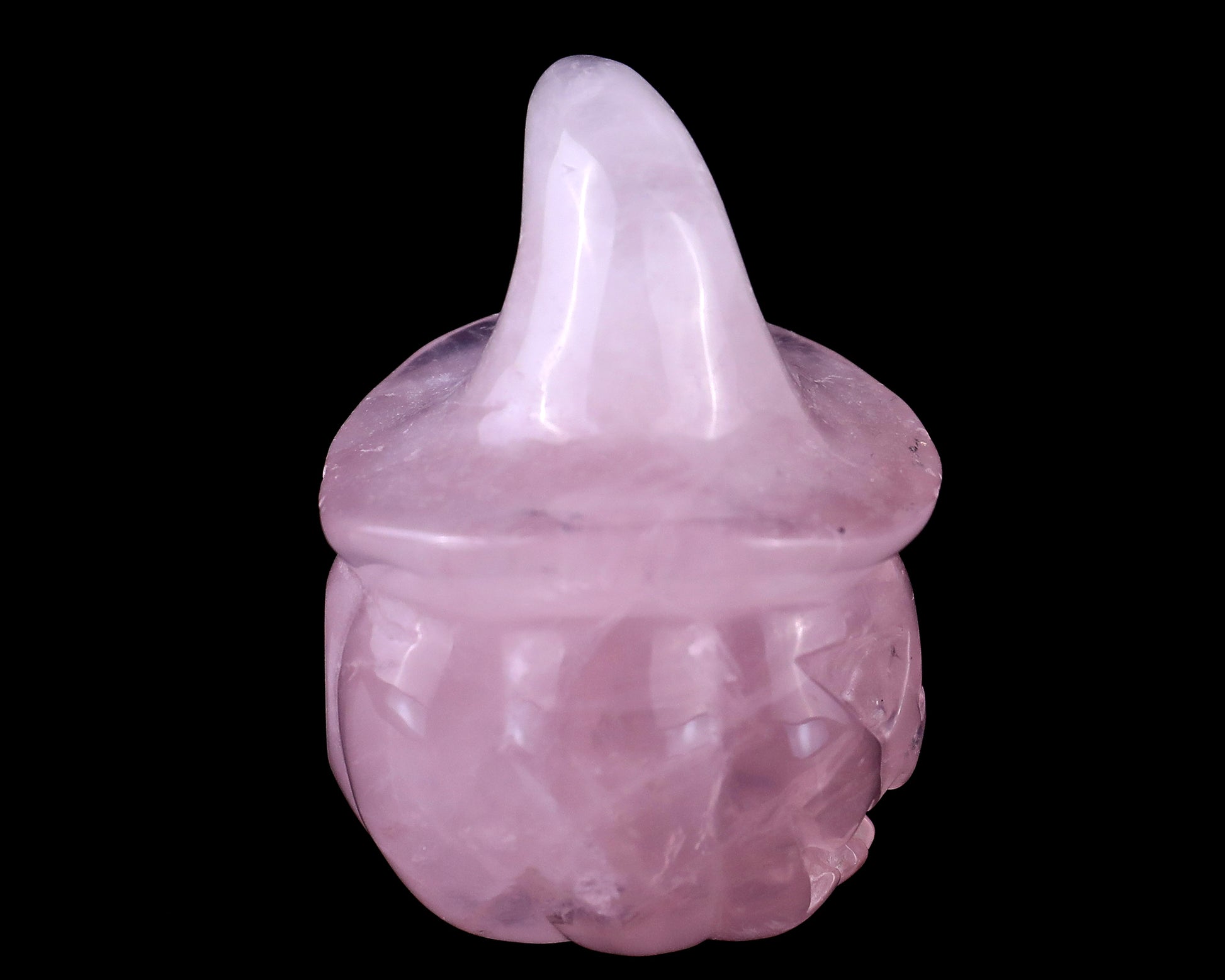 2.3” Natural Rose Quartz Hand Carved Crystal Wizard Pumpkin Sculpture, Halloween Gift Crystallumi