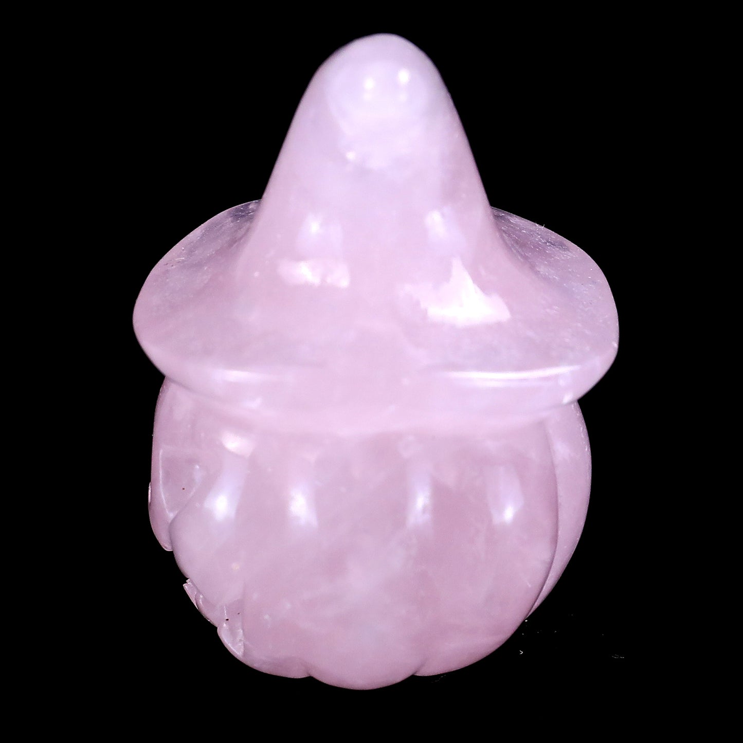 2.3” Natural Rose Quartz Hand Carved Crystal Wizard Pumpkin Sculpture, Halloween Gift Crystallumi