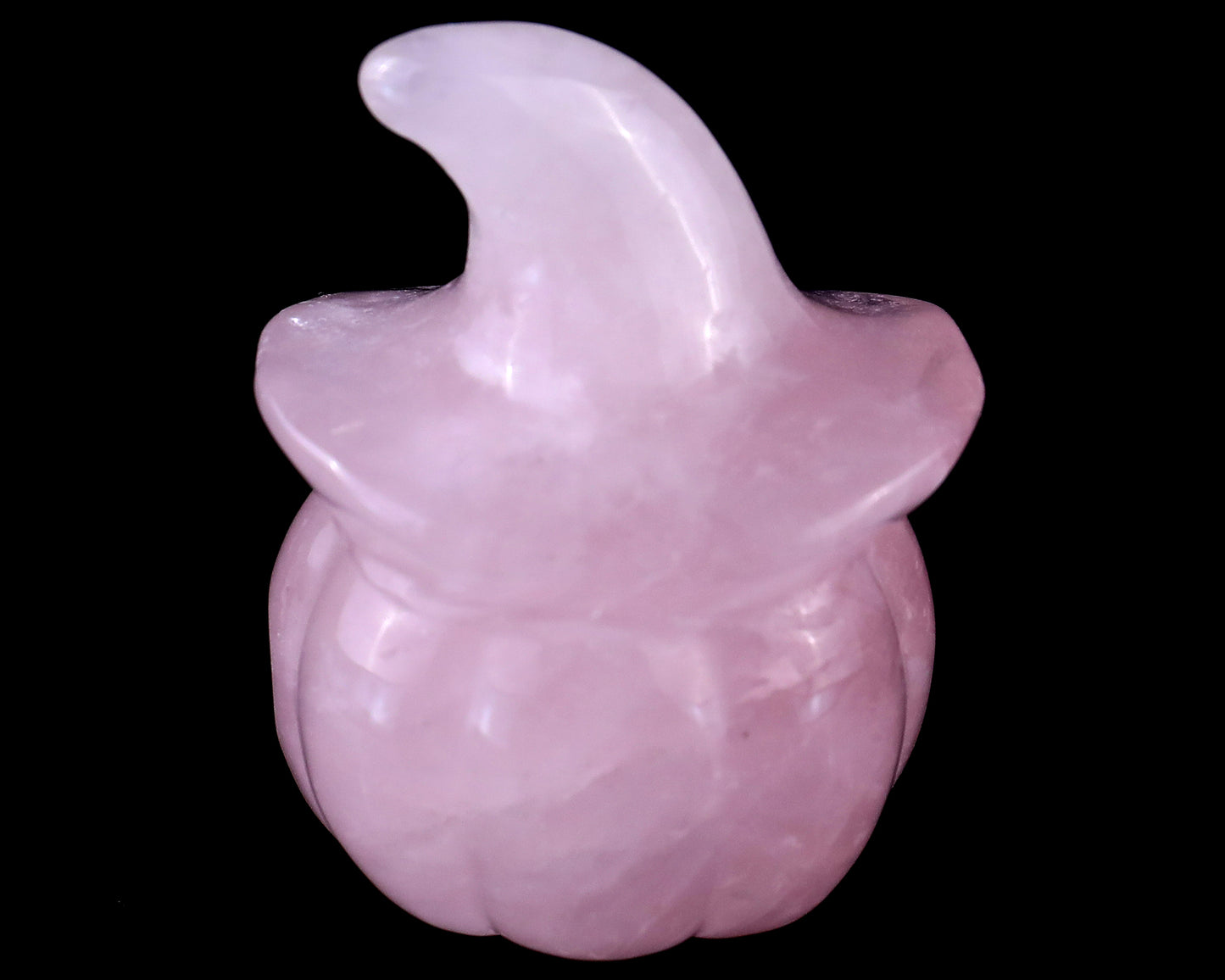 2.3” Natural Rose Quartz Hand Carved Crystal Wizard Pumpkin Sculpture, Halloween Gift Crystallumi