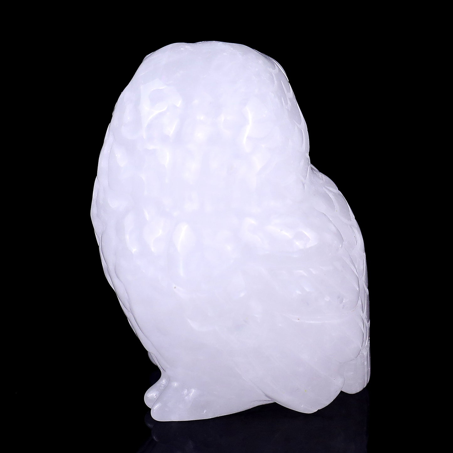 2.4" Angolan Quartz Hand Carved Crystal Owl Sculpture Crystallumi