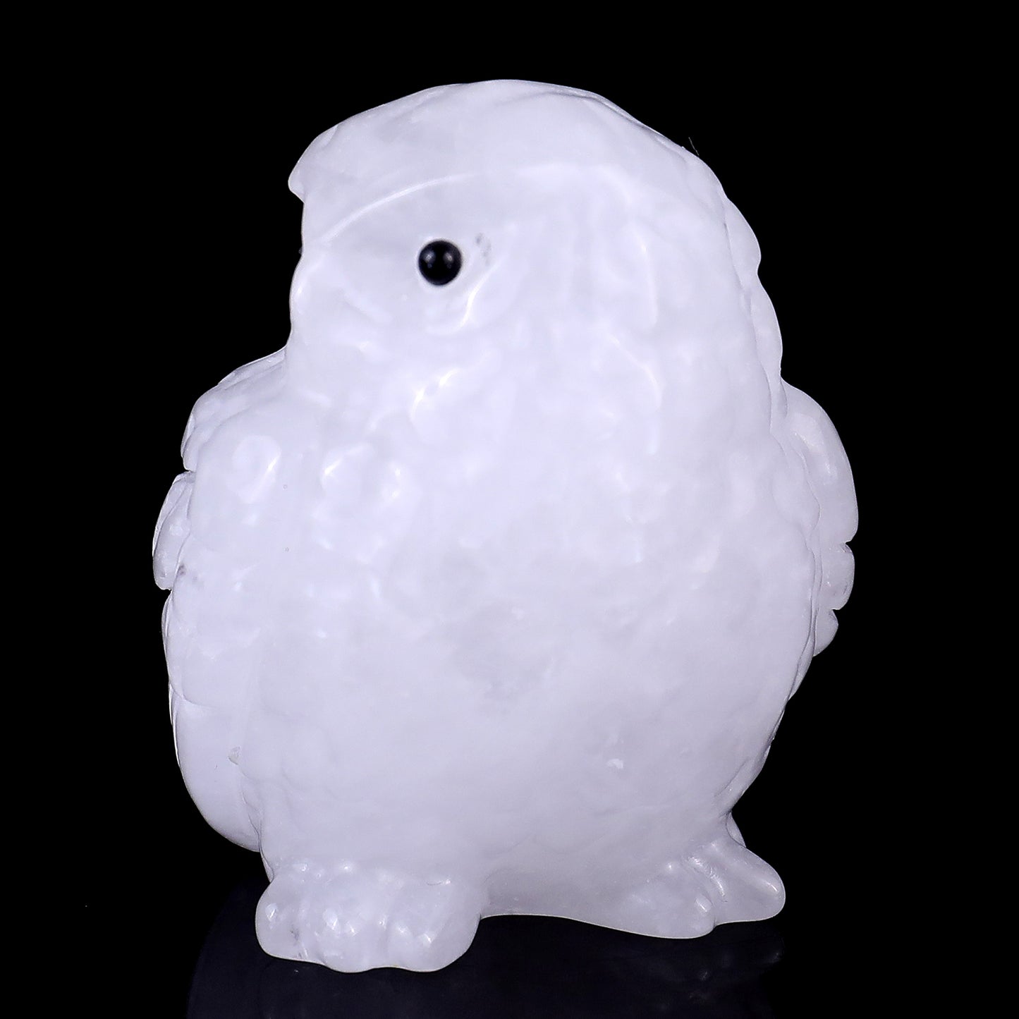 2.4" Angolan Quartz Hand Carved Crystal Owl Sculpture Crystallumi