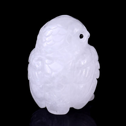 2.4" Angolan Quartz Hand Carved Crystal Owl Sculpture Crystallumi