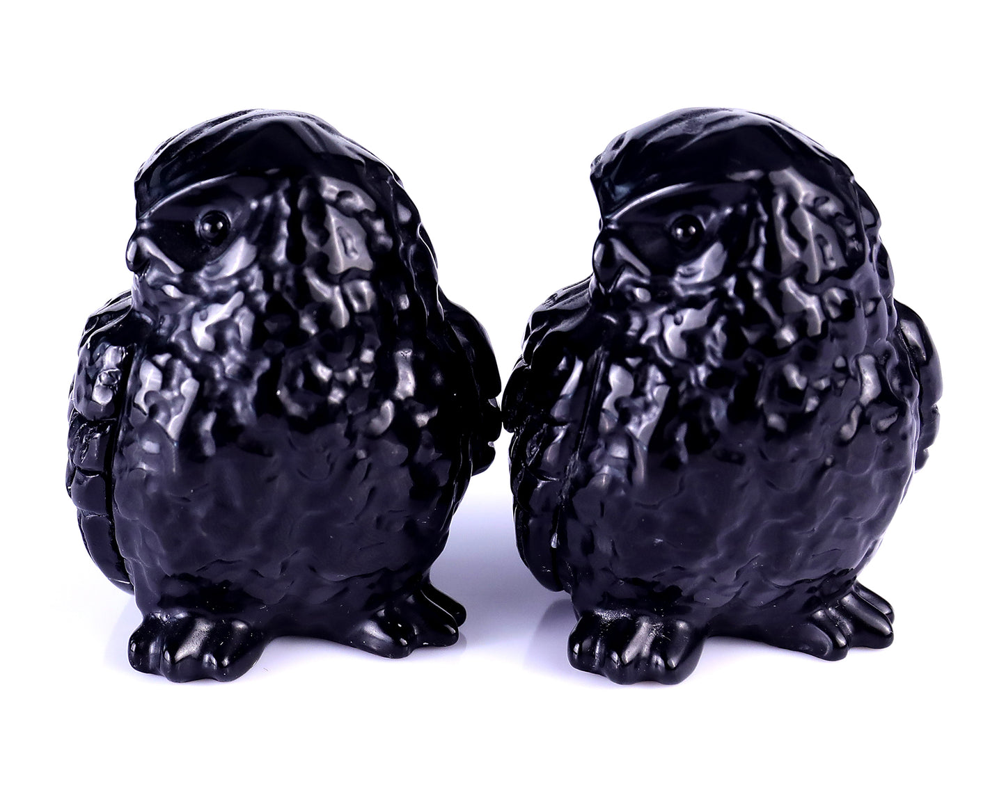 2.4" Black Obsidian Hand Carved Crystal Owl Sculpture Crystallumi