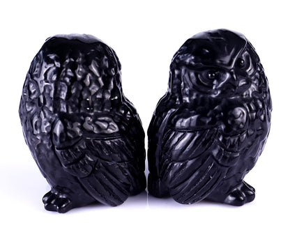 2.4" Black Obsidian Hand Carved Crystal Owl Sculpture Crystallumi