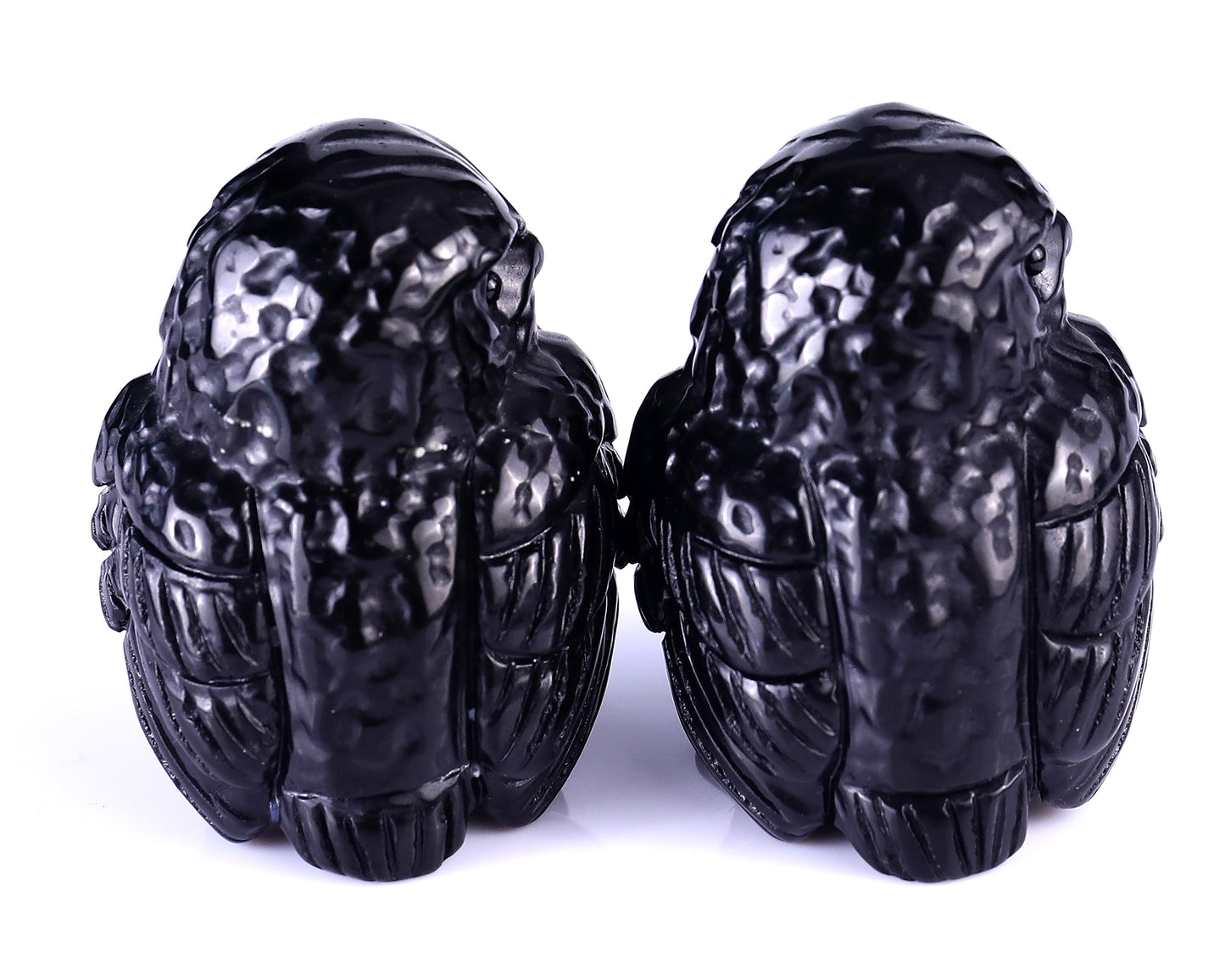 2.4" Black Obsidian Hand Carved Crystal Owl Sculpture Crystallumi