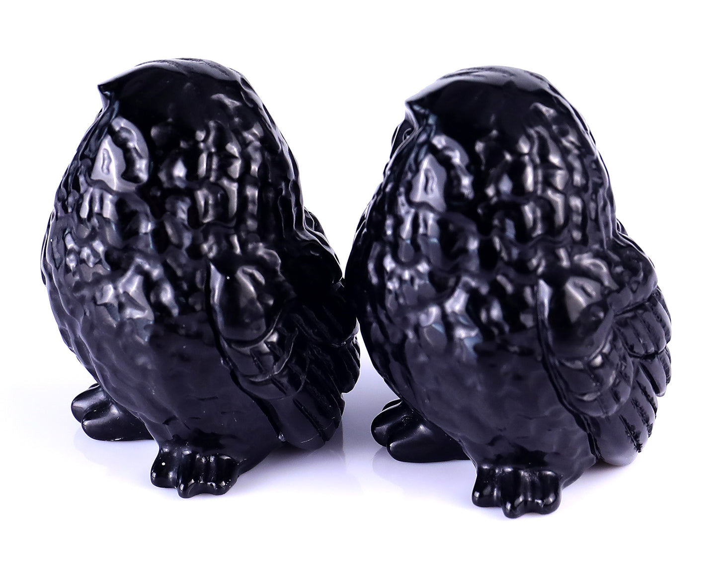 2.4" Black Obsidian Hand Carved Crystal Owl Sculpture Crystallumi