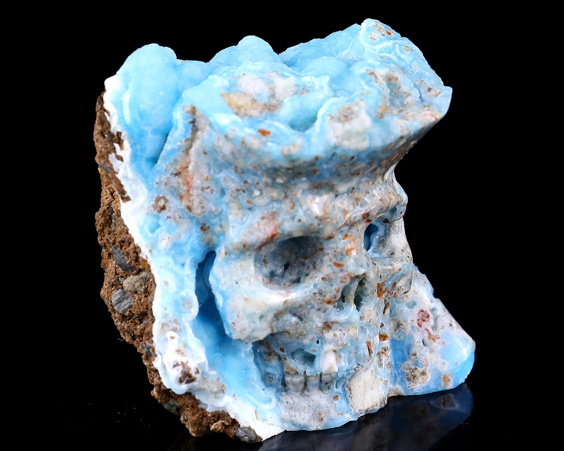 2.4" Blue Aragonite Hand Carved Mineral Specimen Skull Sculpture Crystallumi