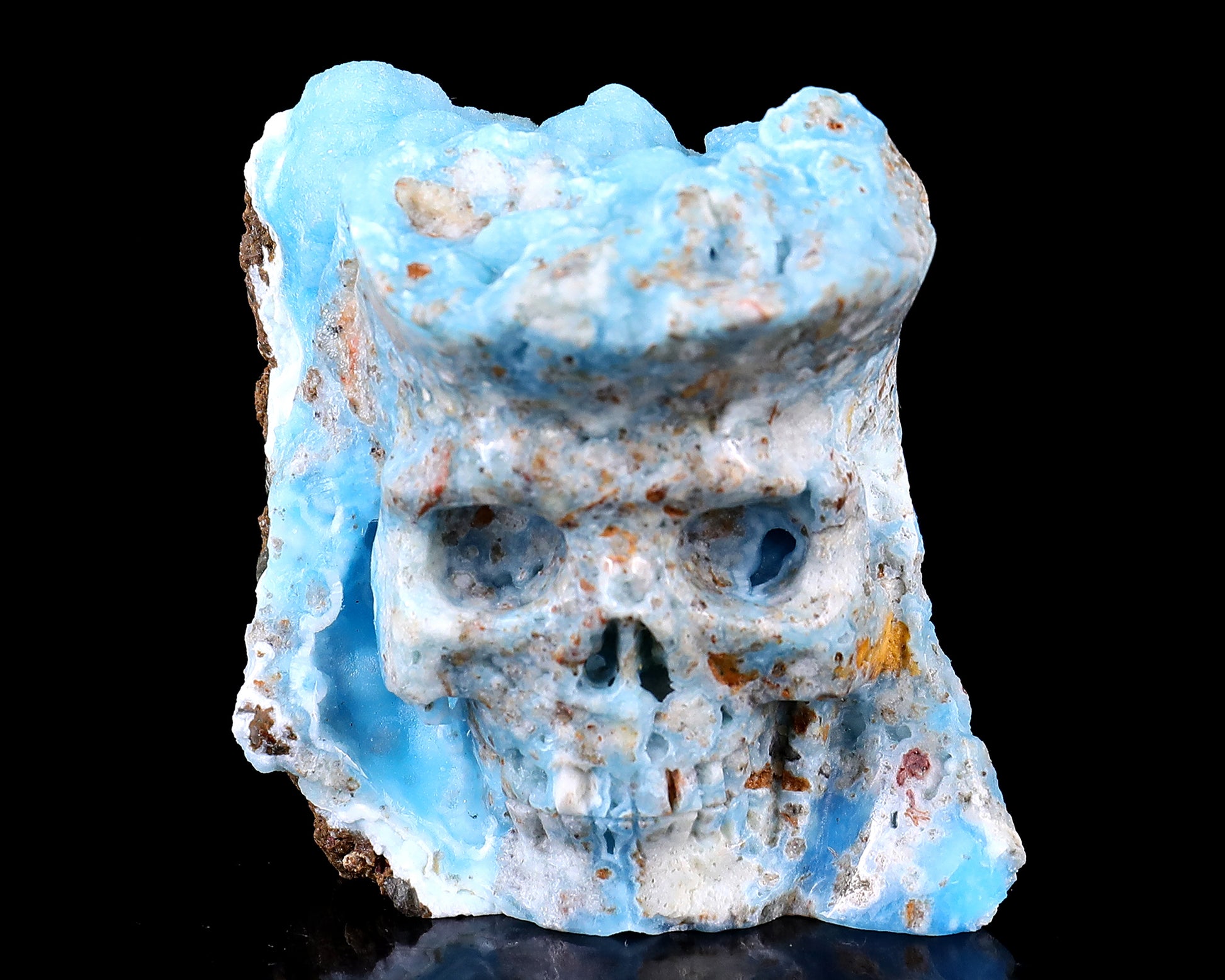 2.4" Blue Aragonite Hand Carved Mineral Specimen Skull Sculpture Crystallumi