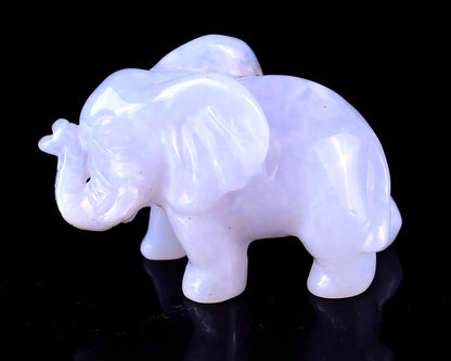 2.4" Blue Chalcedony Hand Carved Crystal Elephant Sculpture Crystallumi