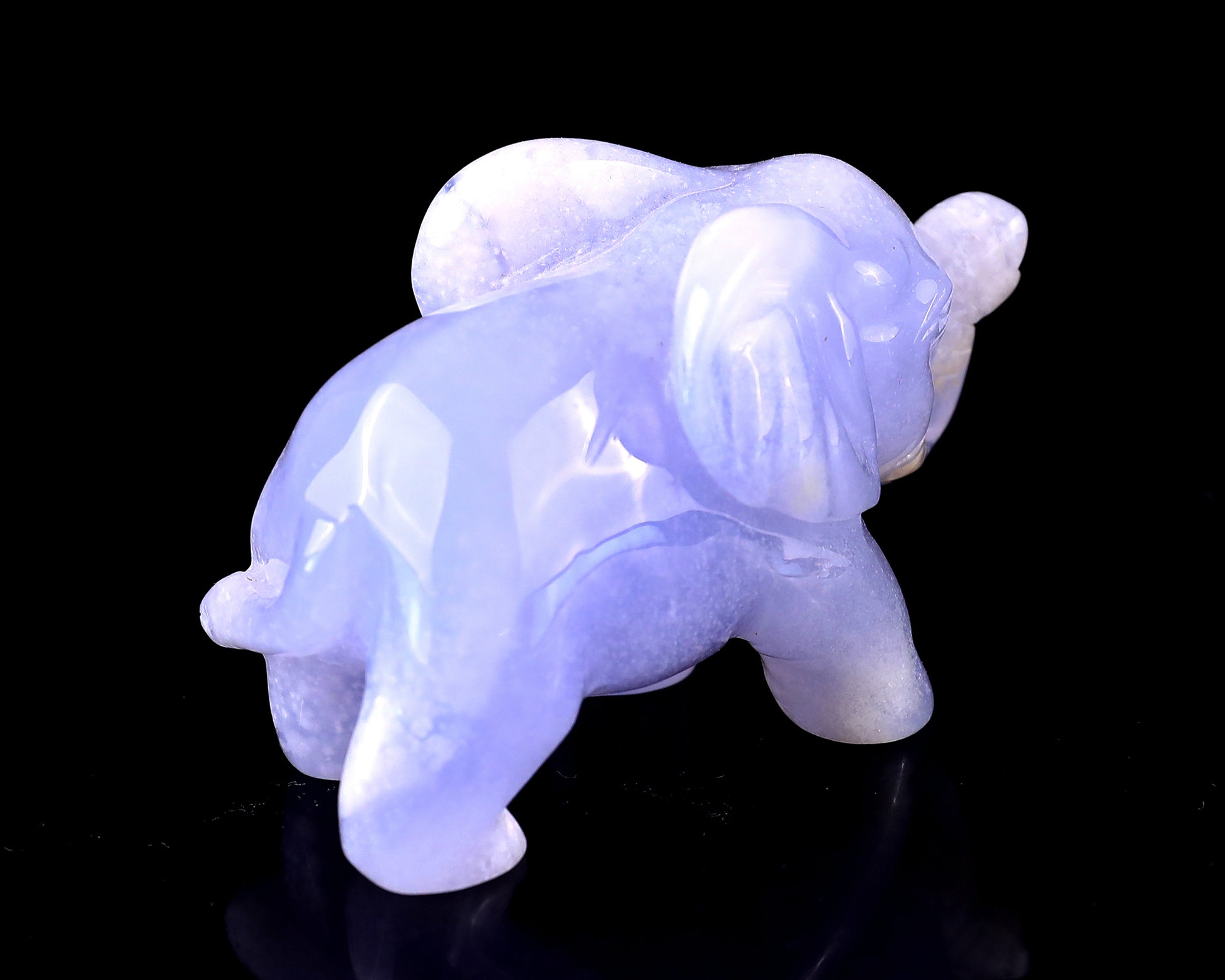 2.4" Blue Chalcedony Hand Carved Crystal Elephant Sculpture Crystallumi