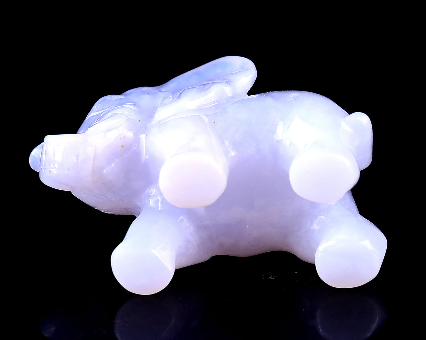 2.4" Blue Chalcedony Hand Carved Crystal Elephant Sculpture Crystallumi