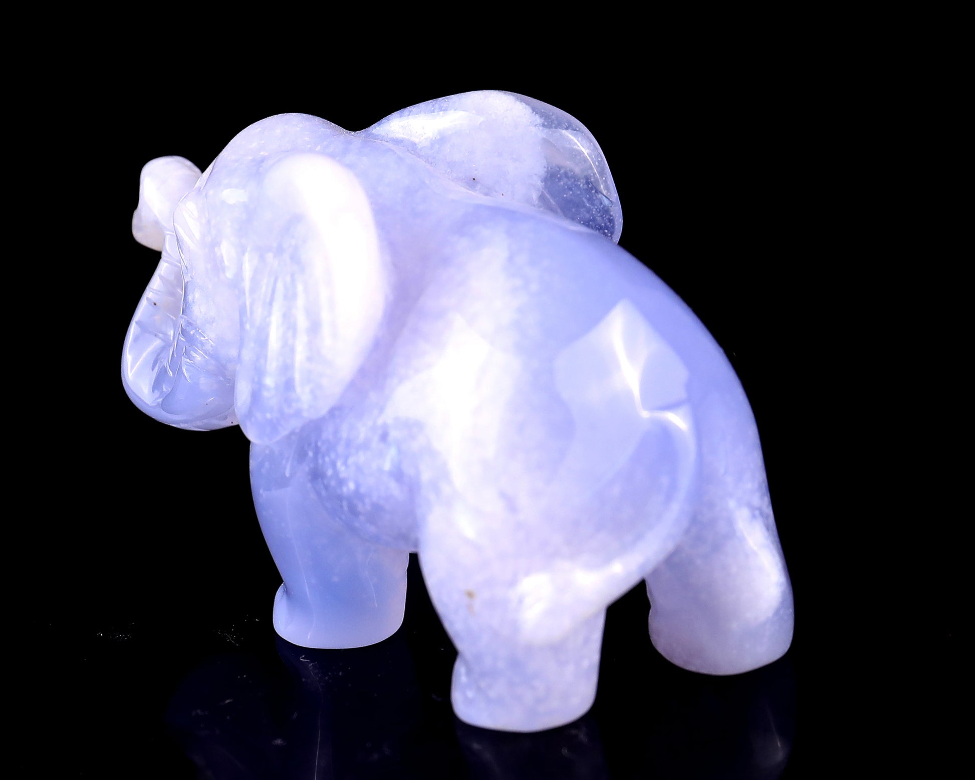 2.4" Blue Chalcedony Hand Carved Crystal Elephant Sculpture Crystallumi