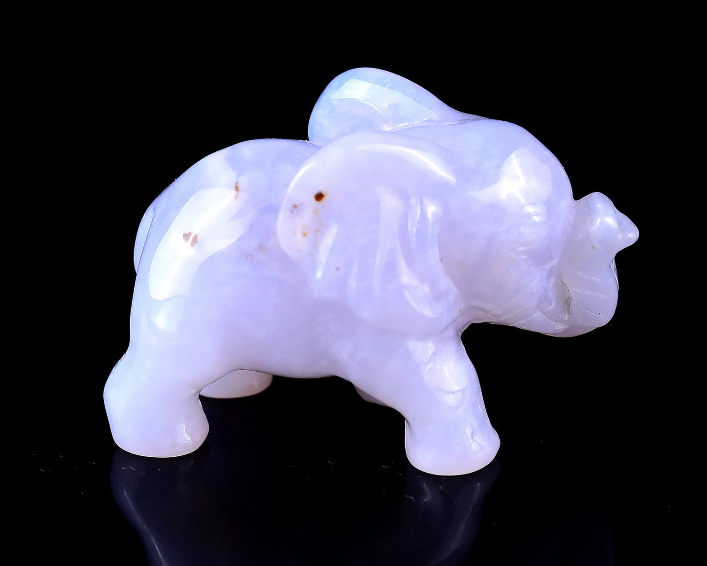 2.4" Blue Chalcedony Hand Carved Crystal Elephant Sculpture Crystallumi